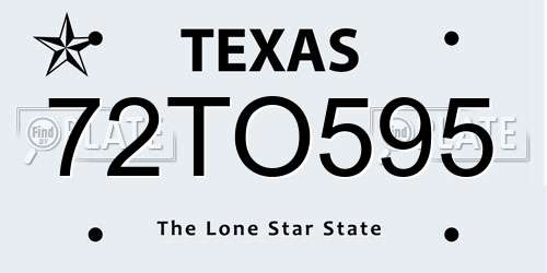 72TO595 Texas License Plate