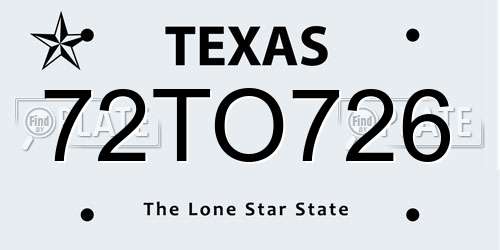 72TO726 Texas License Plate