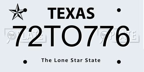 72TO776 Texas License Plate