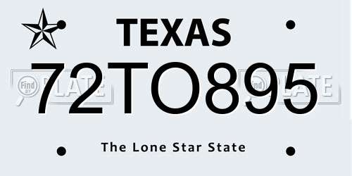 72TO895 Texas License Plate