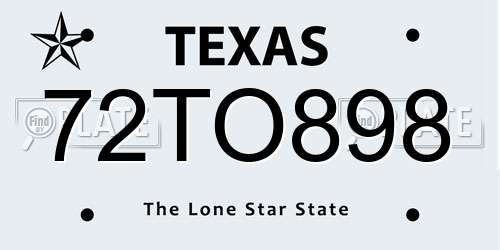 72TO898 Texas License Plate