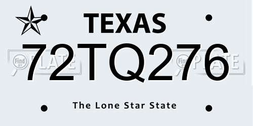 72TQ276 Texas License Plate