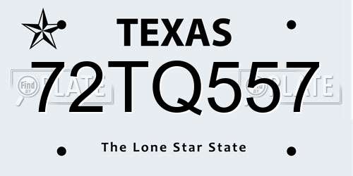 72TQ557 Texas License Plate