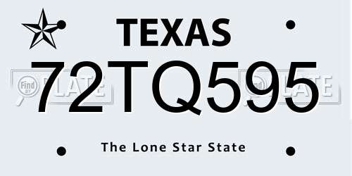 72TQ595 Texas License Plate