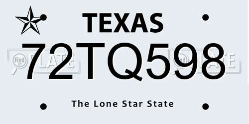 72TQ598 Texas License Plate