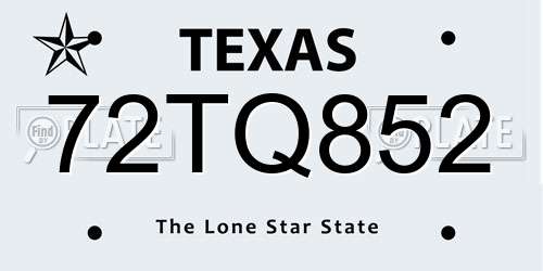 72TQ852 Texas License Plate