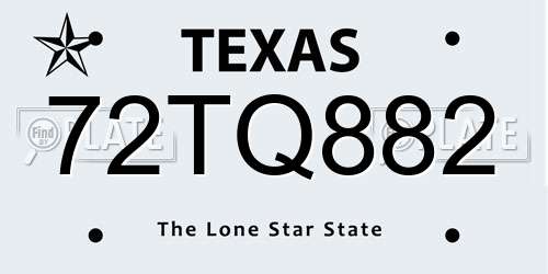 72TQ882 Texas License Plate