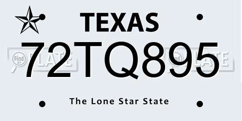 72TQ895 Texas License Plate