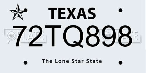 72TQ898 Texas License Plate