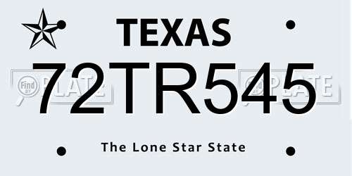 72TR545 Texas License Plate