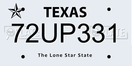 72UP331 Texas License Plate