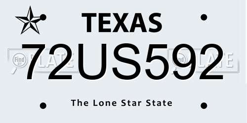 72US592 Texas License Plate