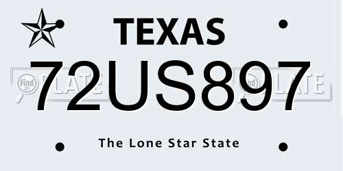 72US897 Texas License Plate