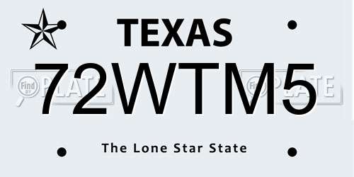 72WTM5 Texas License Plate