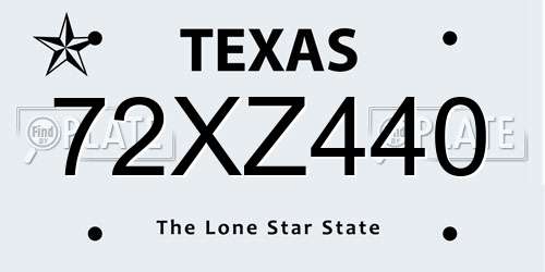 72XZ440 Texas License Plate