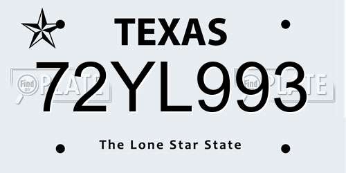 72YL993 Texas License Plate