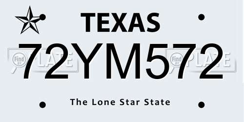 72YM572 Texas License Plate