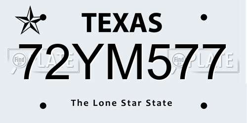 72YM577 Texas License Plate