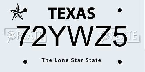 72YWZ5 Texas License Plate