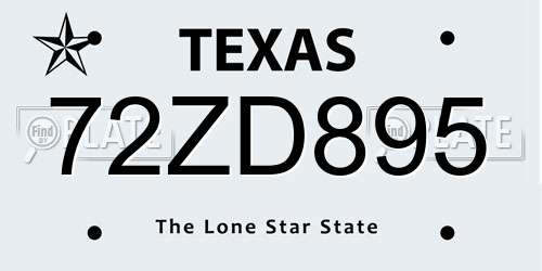 72ZD895 Texas License Plate