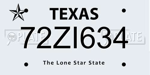 72ZI634 Texas License Plate