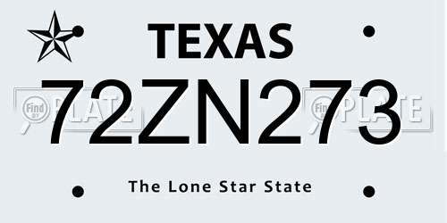 72ZN273 Texas License Plate