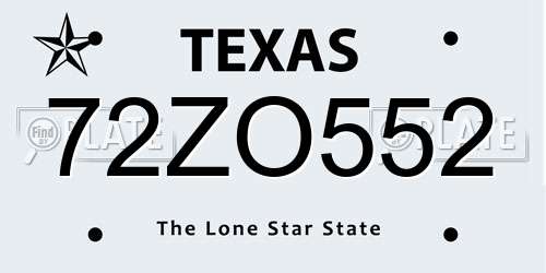 72ZO552 Texas License Plate