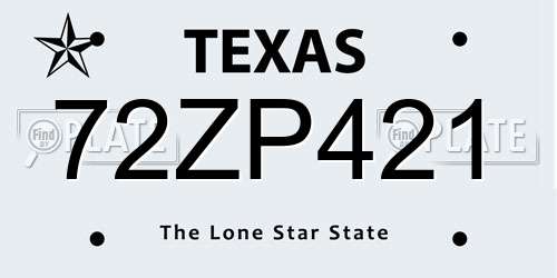 72ZP421 Texas License Plate