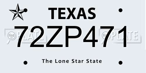 72ZP471 Texas License Plate