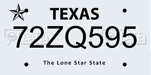 72ZQ595 Texas License Plate