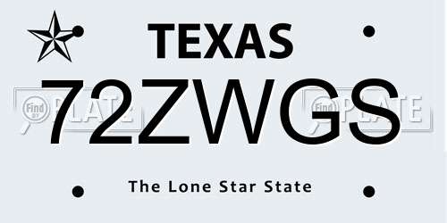 72ZWGS Texas License Plate