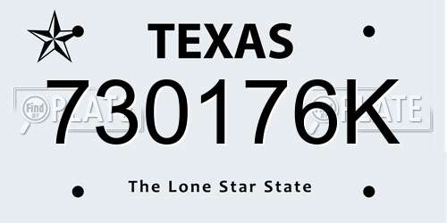 730176K Texas License Plate