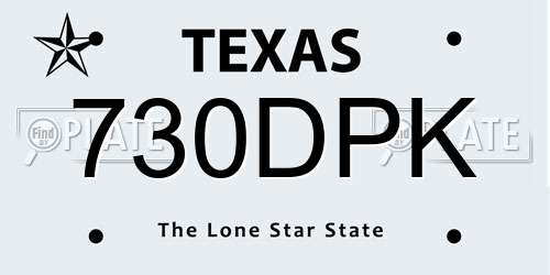 730DPK Texas License Plate