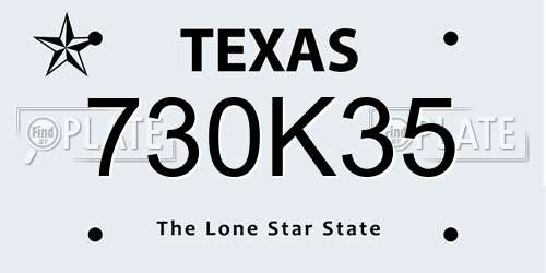 730K35 Texas License Plate