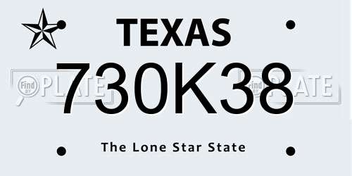 730K38 Texas License Plate