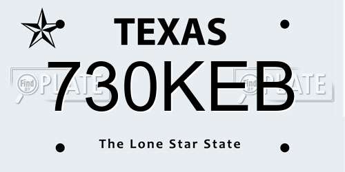 730KEB Texas License Plate