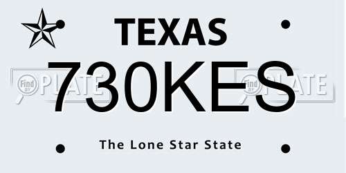 730KES Texas License Plate