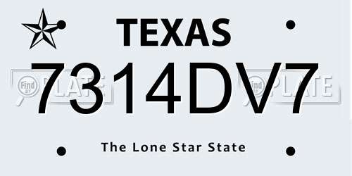 7314DV7 Texas License Plate