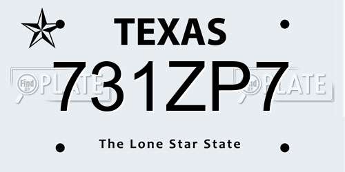 731ZP7 Texas License Plate