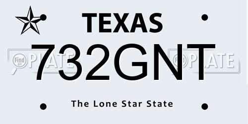 732GNT Texas License Plate