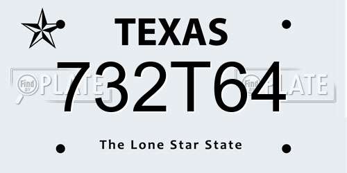 732T64 Texas License Plate