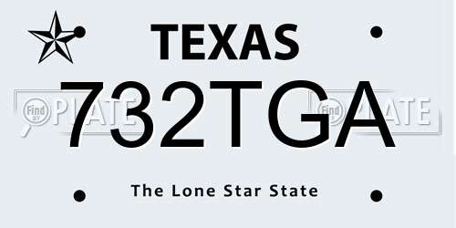 732TGA Texas License Plate
