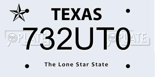 732UT0 Texas License Plate