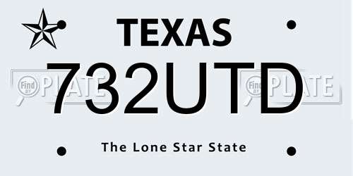732UTD Texas License Plate
