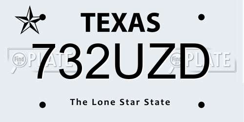 732UZD Texas License Plate