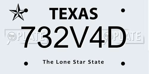 732V4D Texas License Plate