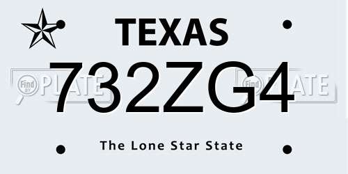 732ZG4 Texas License Plate