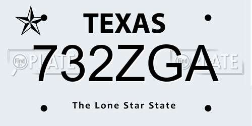 732ZGA Texas License Plate