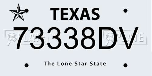 73338DV Texas License Plate