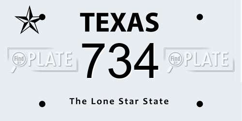 734 Texas License Plate